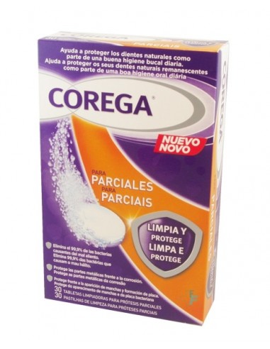 Corega Tabletas Limpiadoras Para Prótesis Parciales, 30 tabletas 