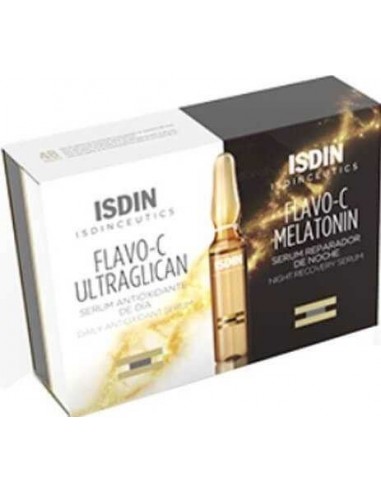 Isdinceutics Flavo-C Ultraglican, 10 Und. 2ml + Isdinceutics Flavo-C Melatonin, 10 Und. 2ml
