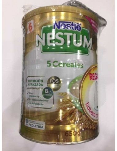 Nestle Nestum 5 Cereales Lata 650g + REGALO Babero
