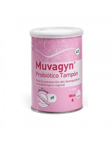 Casen Fleet Muvagyn Probiótico Tampón Vaginal Mini, Con aplicador, 9Ud