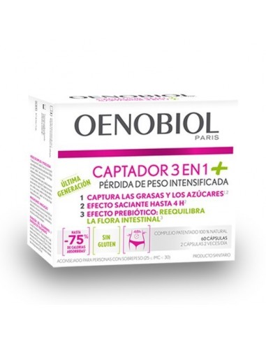 Oenobiol Captador 3 en 1,perdida de peso intensificada, 60 capsulas