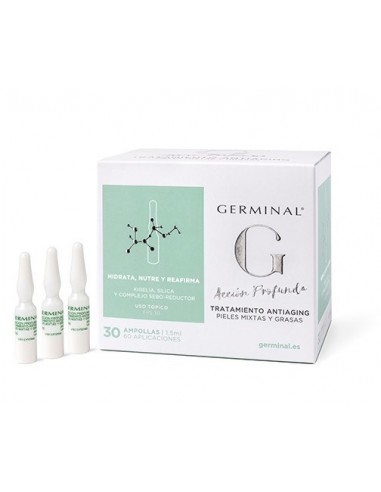 Germinal Acción Profunda Antiaging Pieles Mixtas y Grasas , 30 ampollas