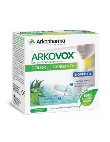 Arkovox Dolor de Garganta Sabor Menta , 20 comprimidos