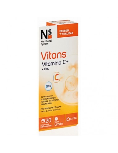 Ns Vitans Vitamina C + Zinc , 20 comprimidos efervescentes