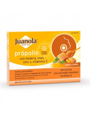 Juanola Própolis con Hedera Sabor Miel, 24 pastillas de goma