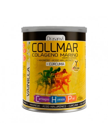Collmar Colágeno Marino Hidrolizado + Magnesio + Ácido Hialurónico + Curcuma Sabor vainilla 300 g