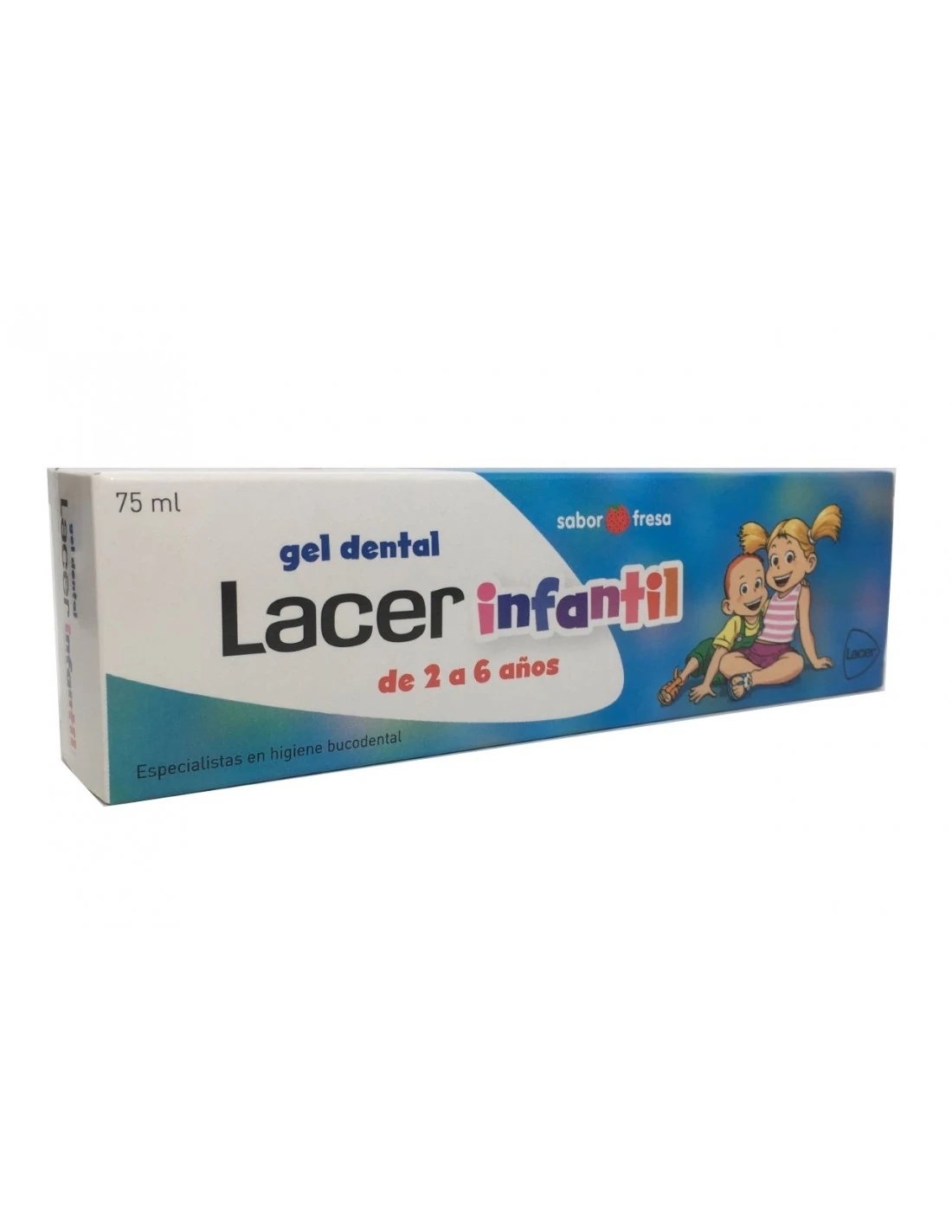 Lacer Infantil Gel Dental Sabor Fresa, Duplo (2 x 75 ml) + Regalo