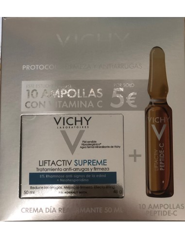 Pack Vichy Liftactiv Supreme Piel Nomal y Mixta 48 g + Vichy Peptide -C 10 Ampollas