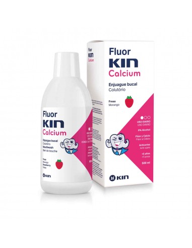 Fluor Kin Calcium Infantil Enjuague Bucal Anticaries Fresa 500 ml
