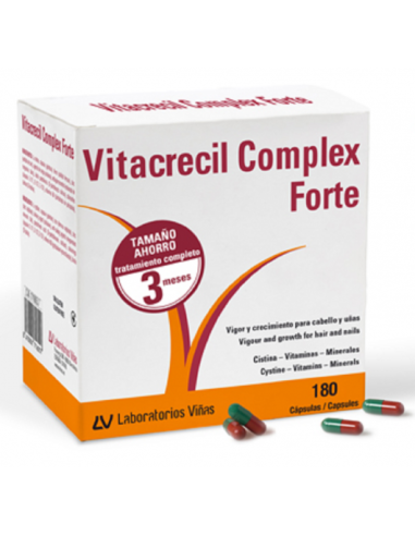 Vitacrecil Complex Forte Cápsulas Cabello y Uñas, 180 Cápsulas