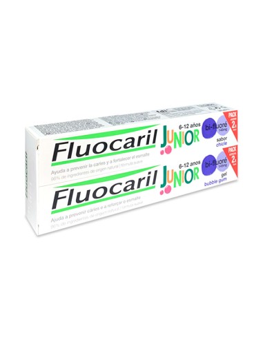 Fluocaril Junior 6-12 Años Gel Sabor Chicle 2x 75 ml