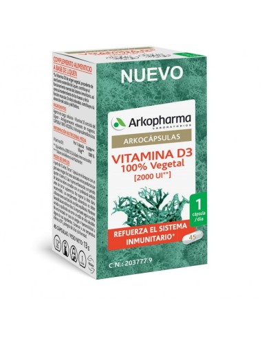 Arkopharma Vitamina D3 45 Cápsulas