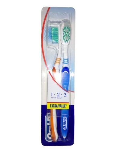 Oral-B Cepillo de Dientes Shiny Clean 123 2 Unidades