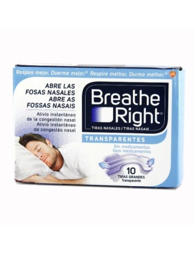 Breathe Right Transparentes Tiras Nasales Grandes 10 Unidades