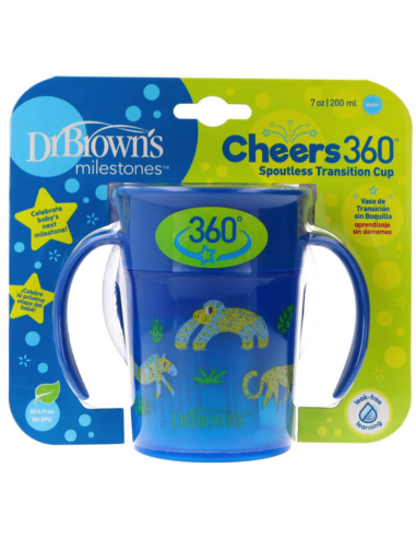 Dr Browns Cheers 360 Vaso De Transición Sin Boquilla Con Asas Azul 200 ml