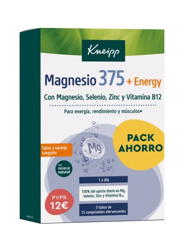 Kneipp Magnesio 375 + Energy 3 x 15 Comprimidos Efervescentes