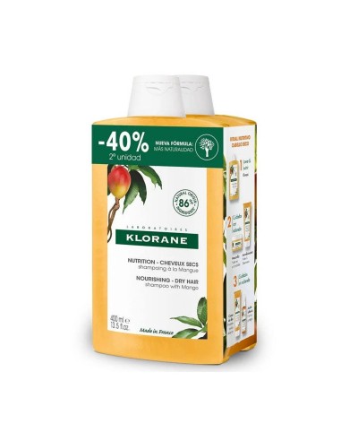 Klorane Champú Al Mango 2 X 400 ml