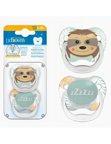 Dr Brown Chupete Prevent Animales 6 - 18 M 2 Ud