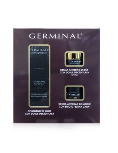 Germinal Radiance Contorno De Ojos Antiedad 15 ml + Crema De Día SPF30 15 ml + Crema De Noche Efecto Buena Cara 15 ml