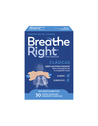 Breathe Right Clásicas Tiras Nasales Grandes 30 Unidades