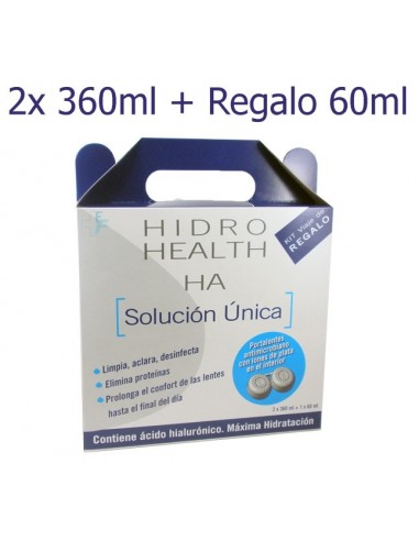 Disop Hidro Health HA DUPLO Solución Lentes de contacto, 2x 360ml + REGALO 60ml