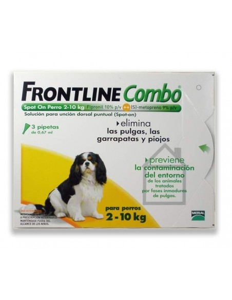 Frontline Combo Antiparasitario Spot On Perro 2-10kg, 3 pipetas x0.67ml